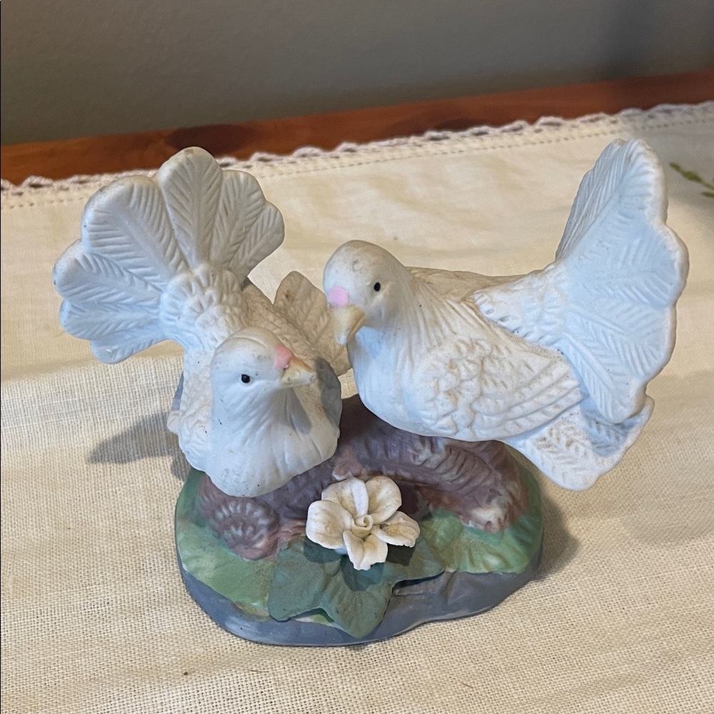 White Ceramic Dove Figurine mini size